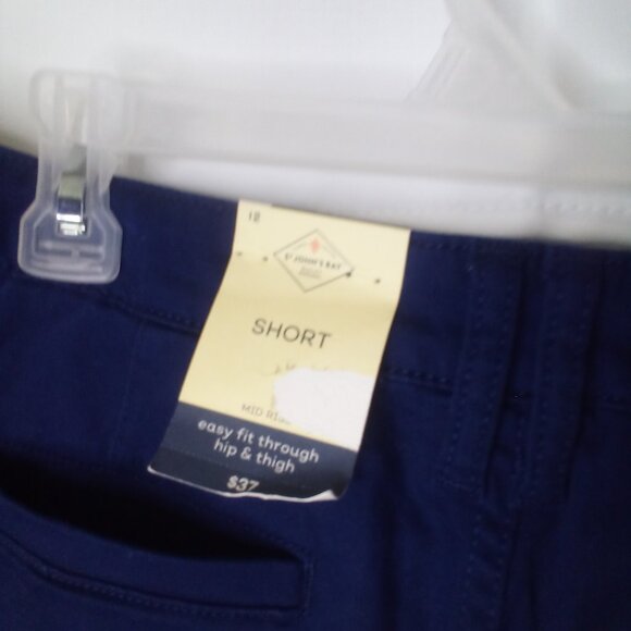 St. John's Bay Shorts Women 12 Chino Pleated Roll Hem Blue - Picture 13 of 13